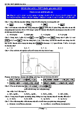 Đề thi thử số 6  THPT Quốc gia năm 2015 môn Hóa học